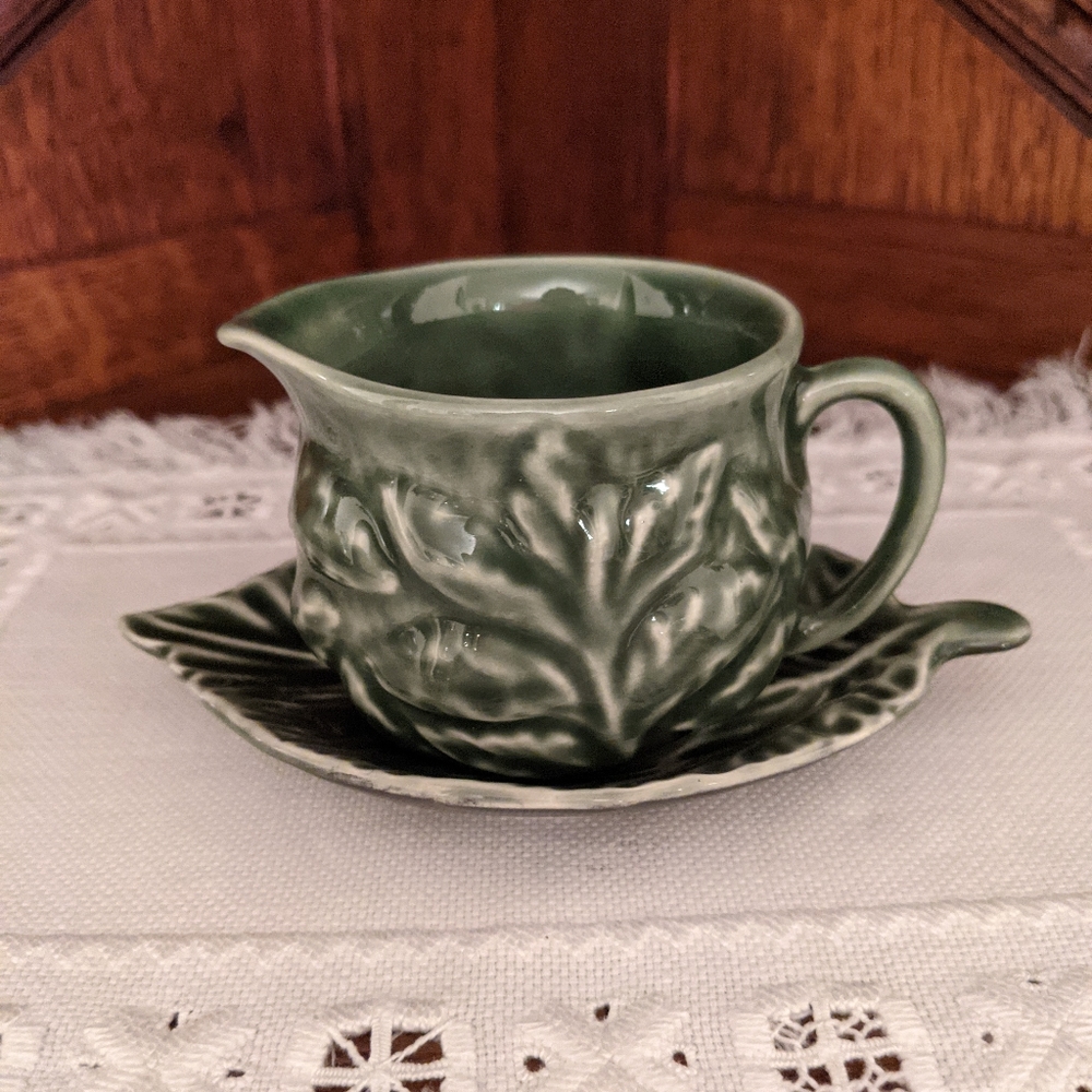 Mint sauce boat and saucer